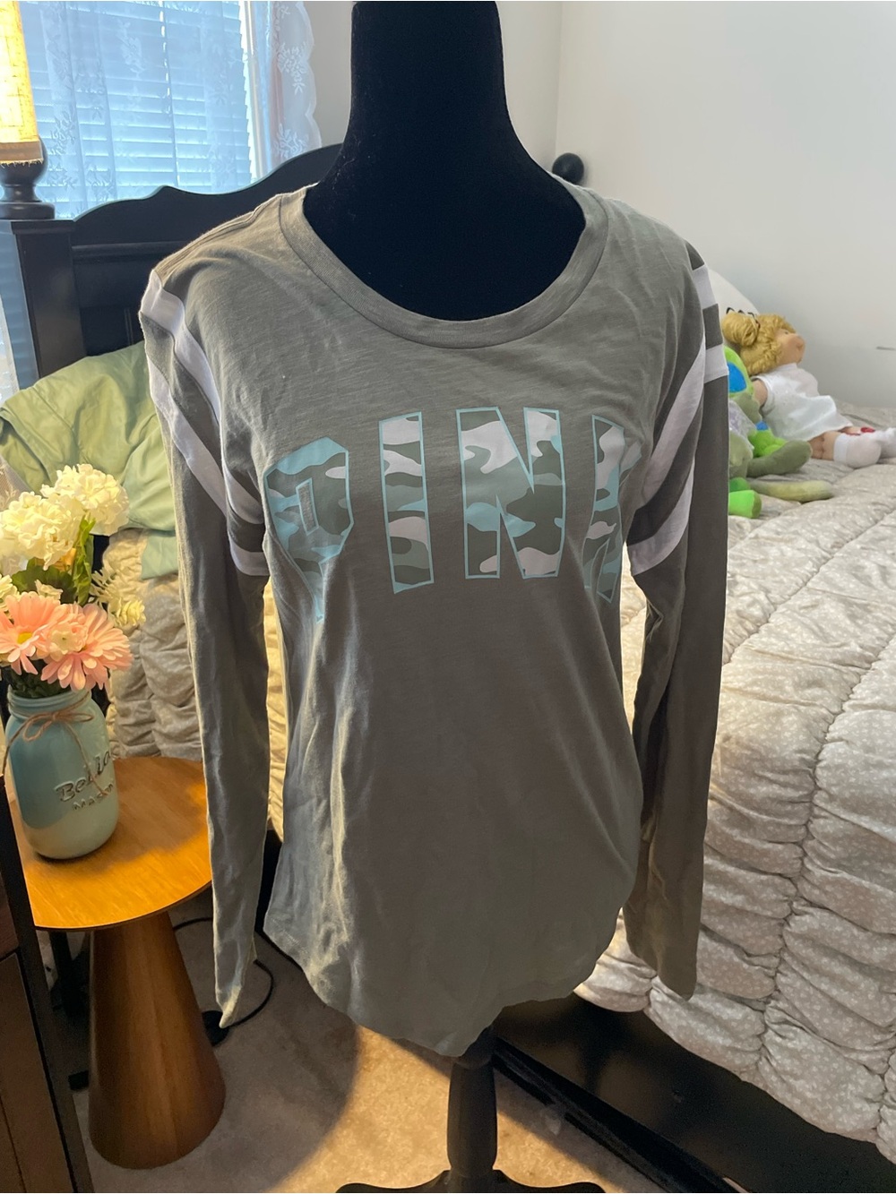PINK Victoria's Secret Olive Green Long Sleeve Crewneck